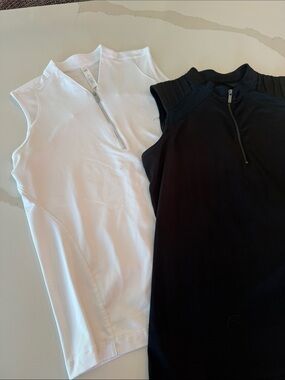 Set of 2 - TAIL Sleeveless Zip-Front Tank Tops - White & Black